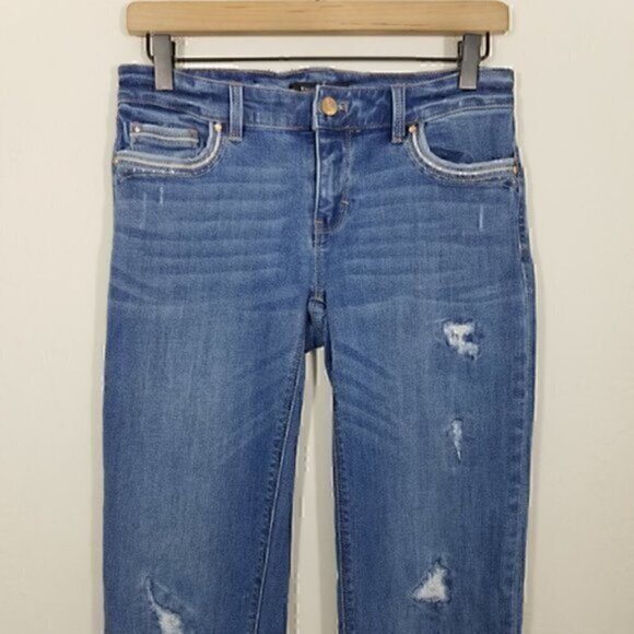 White House Black Market Straight Leg Crop Stretch Jeans Size 0 - Picture 2 of 8